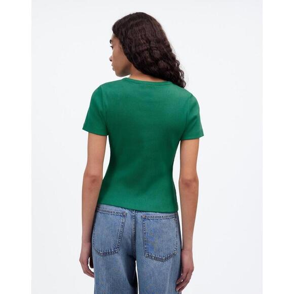 NWT Madewell Garment-Dyed‎ Ribbed Crewneck Pocket Tee - MSRP $50 - XS - Picture 3 of 3